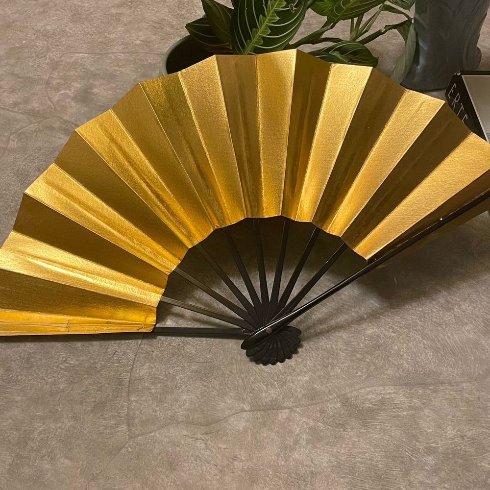 Vintage Odori Fan Sensu Metallic Gold folding Japanese